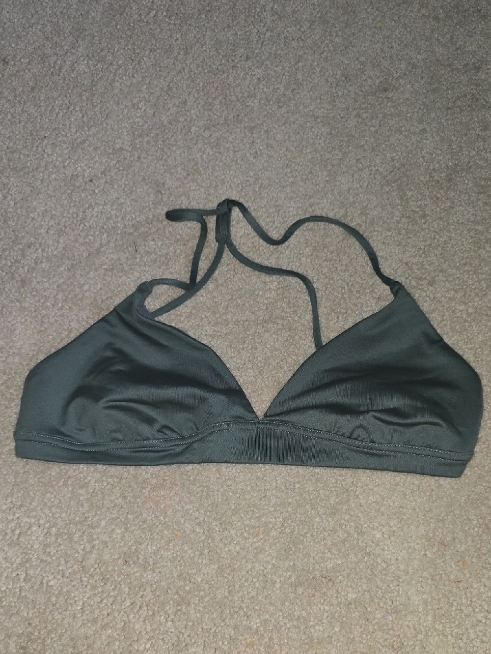 Victoria Sport Triangle Dark Green Strappy Bralette